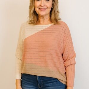 Women's Ombre Lightweight Sweater - Peach and Beige